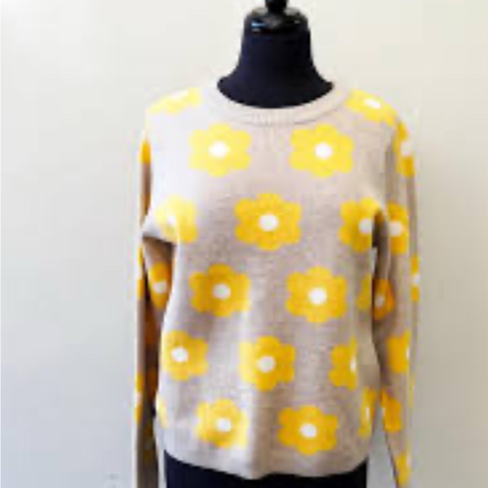 Cynthia Rowley yellow flower sweater